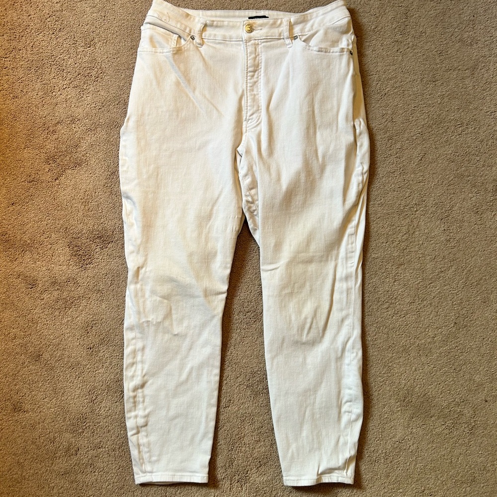 Express White High Rise Skinny Jeans - Picture 2 of 8
